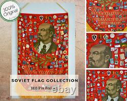 100 Russian Soviet USSR Medals & pin badges + Pennant Banner Flag Original