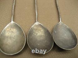 10 Vintage MKO Soviet CCCP USSR Russian Twisted Handle Small 5 Tea Spoon Ladles