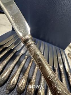 14 Russian Soviet USSR Era HEP Silver Plated Dinner Knives Flatware