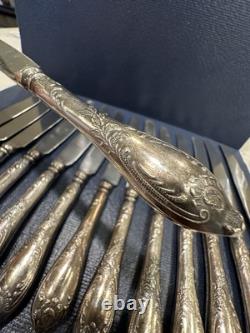 14 Russian Soviet USSR Era HEP Silver Plated Dinner Knives Flatware