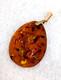 14k 583 Rose Gold Cognac Baltic Amber Pendant Vintage Russian Soviet Ussr 7.9g