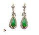 1920s Soviet Russian Dangle Earrings 56 Green 14k Gold Imperial Jade Diamonds 9g