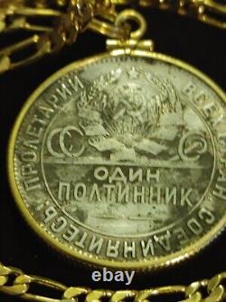 1924 USSR CCCP Russian Hammer & Anvil Silver Pendant on a 24 18kgf Chain