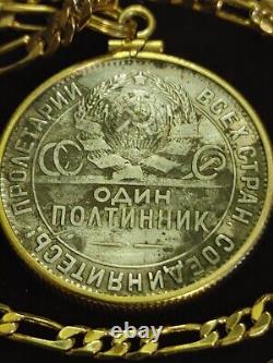 1924 USSR CCCP Russian Hammer & Anvil Silver Pendant on a 24 18kgf Chain