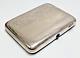 1930s Russian Soviet Ussr Silver-plated Cigarette Case Engraved Sapphire Button