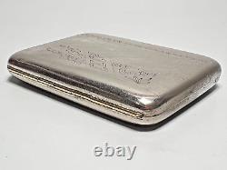 1930s Russian Soviet USSR Silver-plated Cigarette Case Engraved Sapphire Button