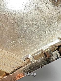 1930s Russian Soviet USSR Silver-plated Cigarette Case Engraved Sapphire Button