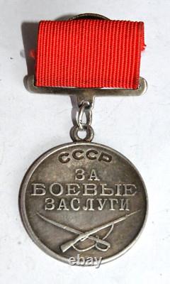 1943 Russian Soviet Military Medal Silver Batle Merit Award Order Badge Wwii War
