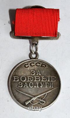 1943 Russian Soviet Military Medal Silver Batle Merit Award Order Badge Wwii War