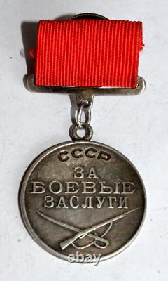 1943 Russian Soviet Military Medal Silver Batle Merit Award Order Badge Wwii War