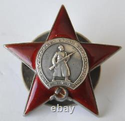 1944 Russian Soviet Military Order Red Star Medal Award Wwii Silver Enamel Badge