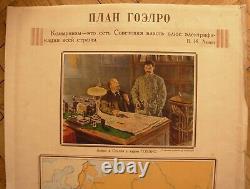 1946 Russian Soviet Original Poster Plan GOELRO USSR Communist propaganda Stalin