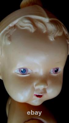 1950's USSR Russian Soviet OHK CELLULOID Toy Doll BABY in CAP