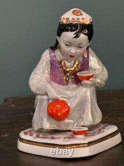 1950s Russian Soviet Porcelain Figurine Uzbek Girl With Tea Pot