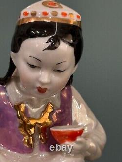 1950s Russian Soviet Porcelain Figurine Uzbek Girl With Tea Pot