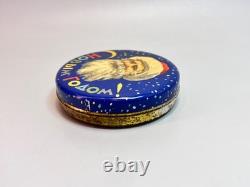 1960 Russian Soviet USSR Candy Drops Tin Box Container Santa Claus Face Confetti