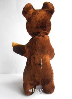 1960s USSR Russian Soviet MECHANICAL Toy Doll TEDDY BEAR withBalalaika withKey