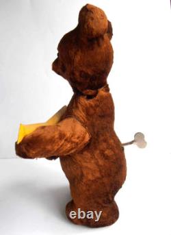 1960s USSR Russian Soviet MECHANICAL Toy Doll TEDDY BEAR withBalalaika withKey