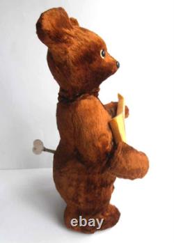 1960s USSR Russian Soviet MECHANICAL Toy Doll TEDDY BEAR withBalalaika withKey