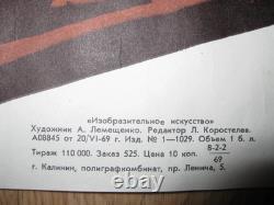 1969 Authentic Russian Soviet Ussr? We Build Communism? Poster Space Lenin