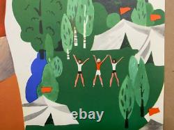 1973 Original Vintage Russian Soviet Poster USSR Pioneer Summer Camp Youth