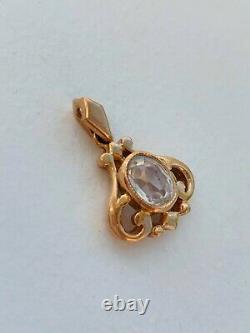 1975 Vintage Soviet Russian Rose Gold 583 14K Women's Jewelry Pendant with Tag 3gr