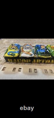 1980s USSR Russian Soviet Toy Tin CARS Set of 6