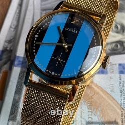 1980s ZiM Pobeda Golden Watch Soviet Blue Military Men's Mechanical Rare Classic