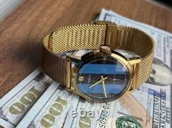 1980s ZiM Pobeda Golden Watch Soviet Blue Military Men's Mechanical Rare Classic