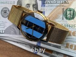 1980s ZiM Pobeda Golden Watch Soviet Blue Military Men's Mechanical Rare Classic