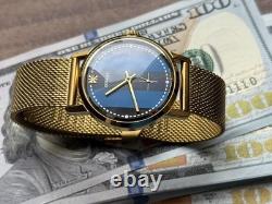1980s ZiM Pobeda Golden Watch Soviet Blue Military Men's Mechanical Rare Classic