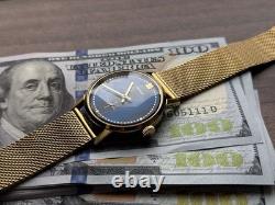 1980s ZiM Pobeda Golden Watch Soviet Blue Military Men's Mechanical Rare Classic
