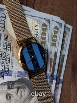 1980s ZiM Pobeda Golden Watch Soviet Blue Military Men's Mechanical Rare Classic