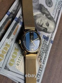 1980s ZiM Pobeda Golden Watch Soviet Blue Military Men's Mechanical Rare Classic