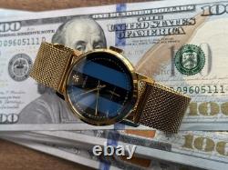 1980s ZiM Pobeda Golden Watch Soviet Blue Military Men's Mechanical Rare Classic