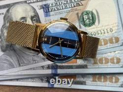 1980s ZiM Pobeda Golden Watch Soviet Blue Military Men's Mechanical Rare Classic