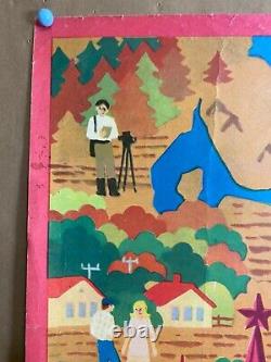 1983 Original Vintage Russian Soviet Art Poster USSR Children Students Peace