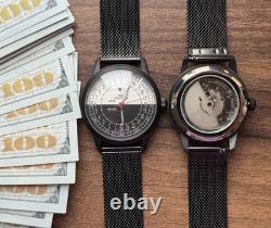 24H Automatic Watch Mens Soviet USSR Polar Expedition Russian Raketa Wrist Black