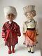 2x Vintage Ussr Russian Soviet Plastic Toy Doll Boy Girl Folk Costume 12 In 60s