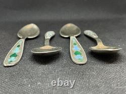 4x Vintage Russian USSR Soviet-era. 875 Silver And Enamel Teaspoons Rare Colors