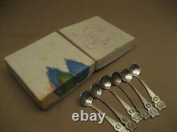 6 VTG? Soviet CCCP USSR Russian 3 Small Ladles Condiment Spoons withBox Nice