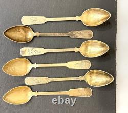 875 Vtg SET OF 6 SILVER TEA SPOONS URSS SOVIET Union Russian