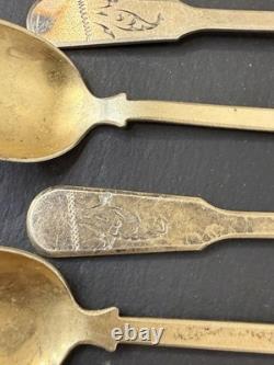 875 Vtg SET OF 6 SILVER TEA SPOONS URSS SOVIET Union Russian