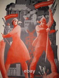 AUTHENTIC 1969 RUSSIAN SOVIET USSR POSTER LENIN STALIN SPACE By E. Artsrunyan