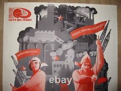 AUTHENTIC 1969 RUSSIAN SOVIET USSR POSTER LENIN STALIN SPACE By E. Artsrunyan