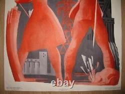 AUTHENTIC 1969 RUSSIAN SOVIET USSR POSTER LENIN STALIN SPACE By E. Artsrunyan