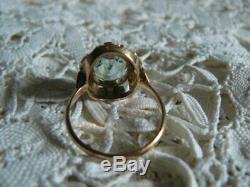Amazing Ring Aquamarine Russian Jewelry Vintage USSR Gold 14K 583 Star Stamp
