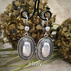 Amazing Vintage Soviet Russian Stud Ear Earrings Women's Jewelry Silver 925 USSR