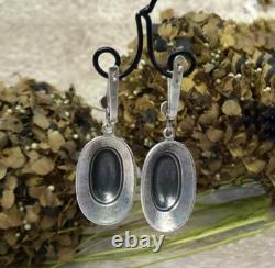 Amazing Vintage Soviet Russian Stud Ear Earrings Women's Jewelry Silver 925 USSR