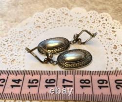 Amazing Vintage Soviet Russian Stud Ear Earrings Women's Jewelry Silver 925 USSR